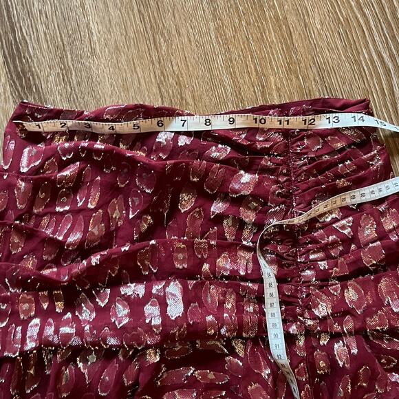 Veronica Beard Blake Skirt and top set Burgundy red Silver Asymmetric Size 4 / 6 - Picture 10 of 11